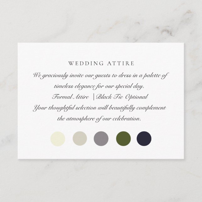 Old Money neutral/transparent bg, wedding attire Enclosure Card (Front)