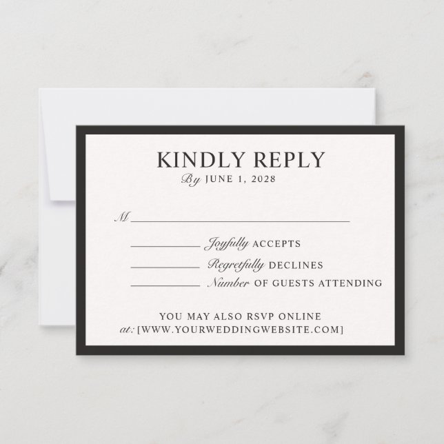 Old Money, Off-white Wedding Rsvp Card (Front)