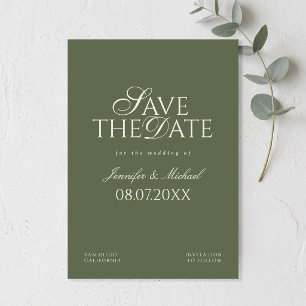 Old Money Olive Green Wedding Save The Date