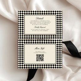 Old Money Retro Diamond Chequered Wedding Enclosure Card
