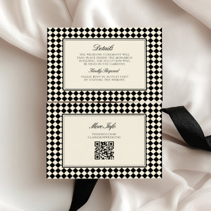 Old Money Retro Diamond Chequered Wedding Enclosure Card