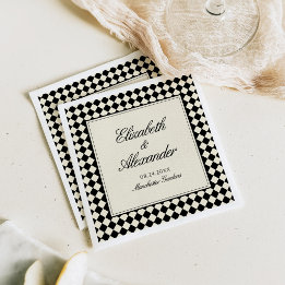 Old Money Retro Diamond Chequered Wedding Napkin