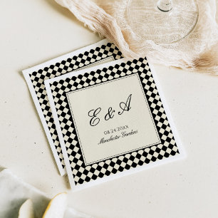 Old Money Retro Diamond Chequered Wedding Napkin