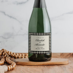 Old Money Retro Diamond Chequered Wedding Sparkling Wine Label