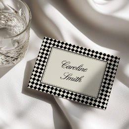 Old Money Retro Diamond Chequered Wedding Table Number