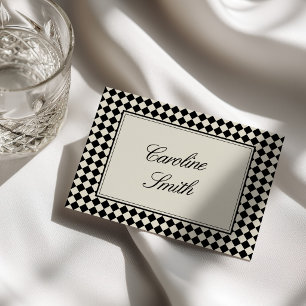 Old Money Retro Diamond Chequered Wedding Table Number