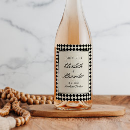 Old Money Retro Diamond Chequered Wedding Wine Label