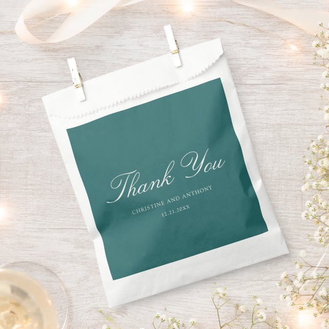 Old Money Teal Classic Wedding Favour Bag (Clipped)