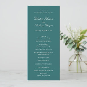 Old Money Teal Classic Wedding Program