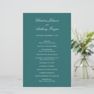 Old Money Teal Classic Wedding Program