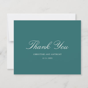 Old Money Teal Classic Wedding Thank You Card