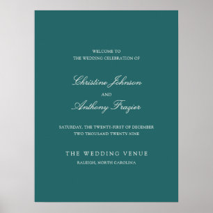 Old Money Teal Classic Wedding Welcome Sign