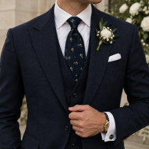 Old Money Wedding Bow Tie Boutonniere Navy