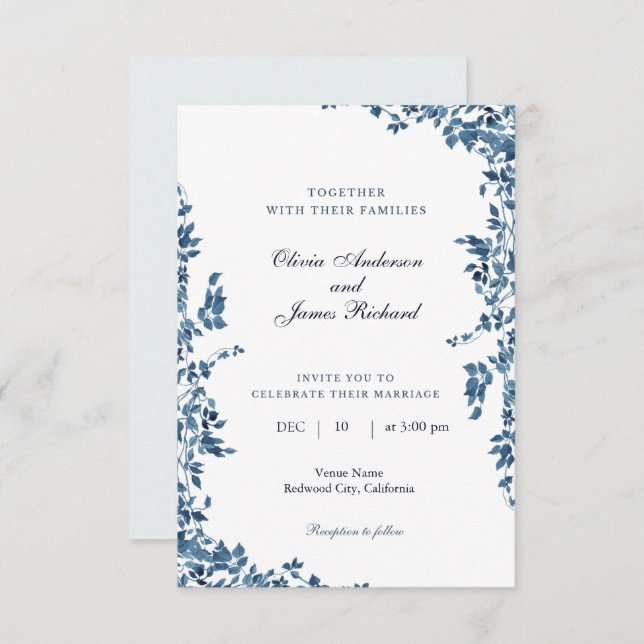 old money wedding, vintage wedding invitation (Front/Back)