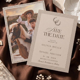 Old Money Western Horseshoe Photo Save The Date Invitation
