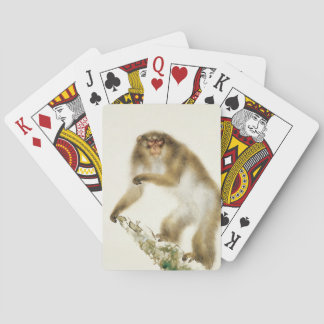 Old Monkey with Cherry in Autumn Playing Cards