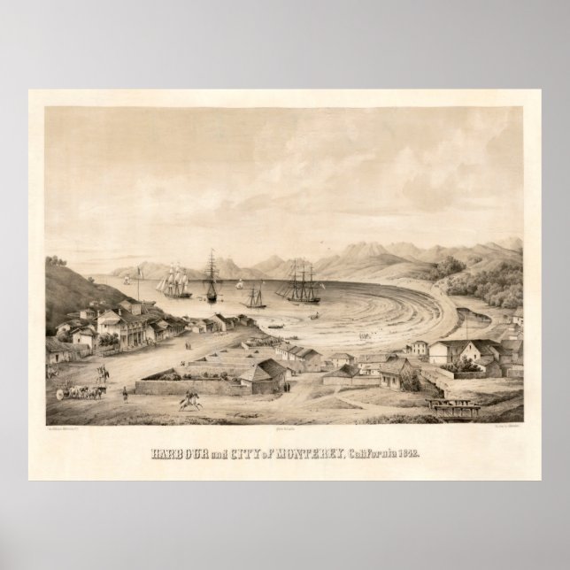 Old Monterey CA Map (1850)  Poster (Front)