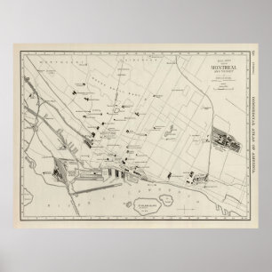 Old Montreal Canada Map (1924) Vintage Quebec Poster