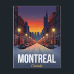 Old Montreal Winter Snowy Street Postcard<br><div class="desc">Experience the charming quiet of the Old Montreal historic district blanketed in snow with this evocative retro-style travel postcard. The design features a classic cobblestone street lined with historic stone buildings under a soft winter sky. This vintage-inspired artwork perfectly captures the cozy, European-like atmosphere and seasonal beauty of Montreal, Quebec....</div>