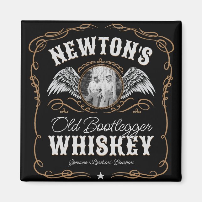  Old Moonshine Whiskey Label ADD PHOTO Family Name Magnet (Front)
