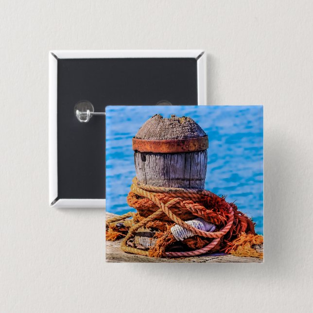 Old Mooring Bollard 2 Inch Square Button (Front & Back)