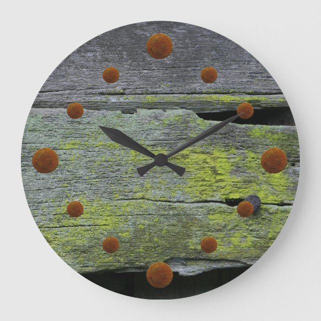 Old Mossy Wood Wall Clock (Front)