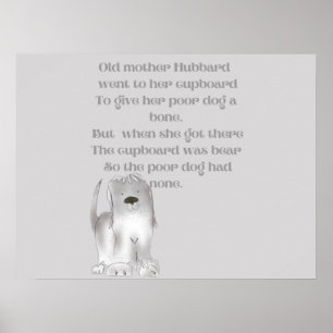 Old Mother Hubbard cartoon fun in greys  Poster