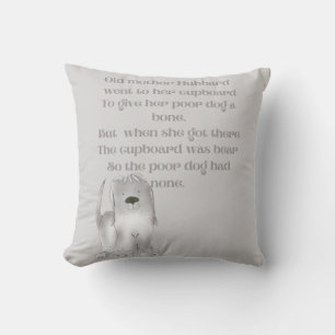 Old Mother Hubbard cartoon fun in greys Throw Pillow