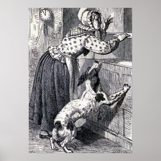 "Old Mother Hubbard" Vintage Illustration Poster