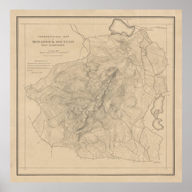 Old Mount Monadnock Map (1891)  Poster (Front)