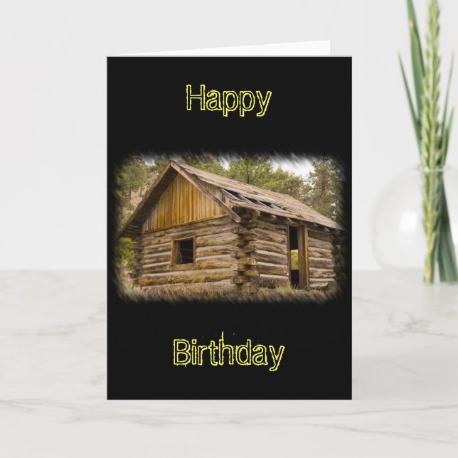 Old Mountain Cabin Birthday Card (Front)