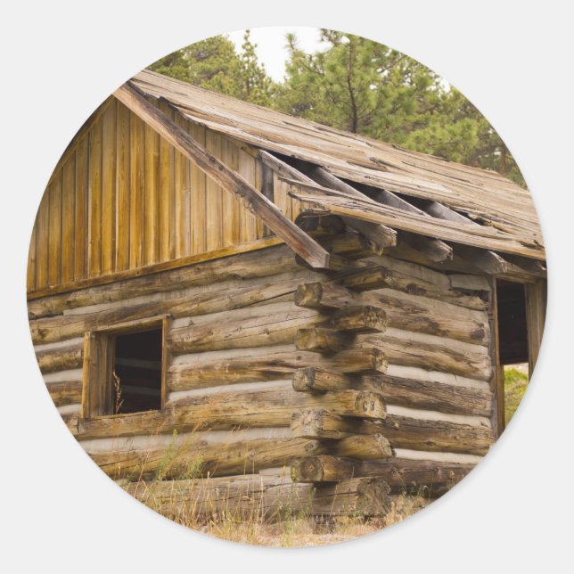 Old Mountain Cabin Classic Round Sticker (Front)
