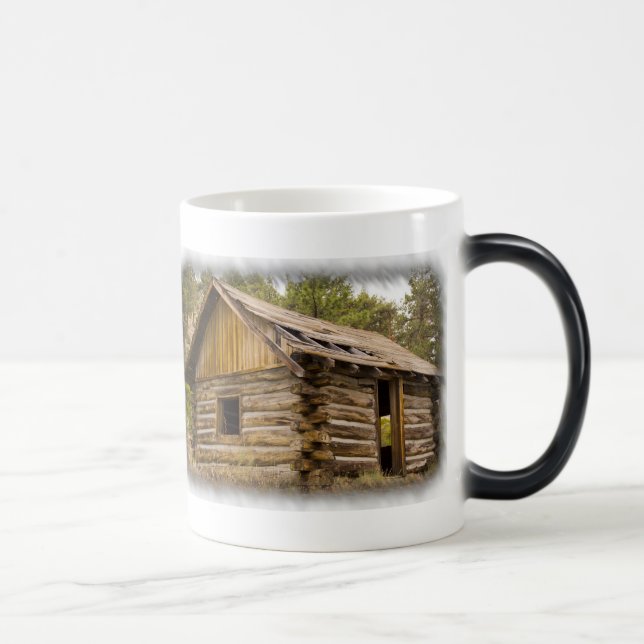 Old Mountain Cabin on White Magic Mug (Right)