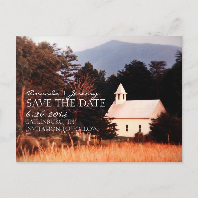 Old Mountain Church Save the Date Announcement Postcard (Front)