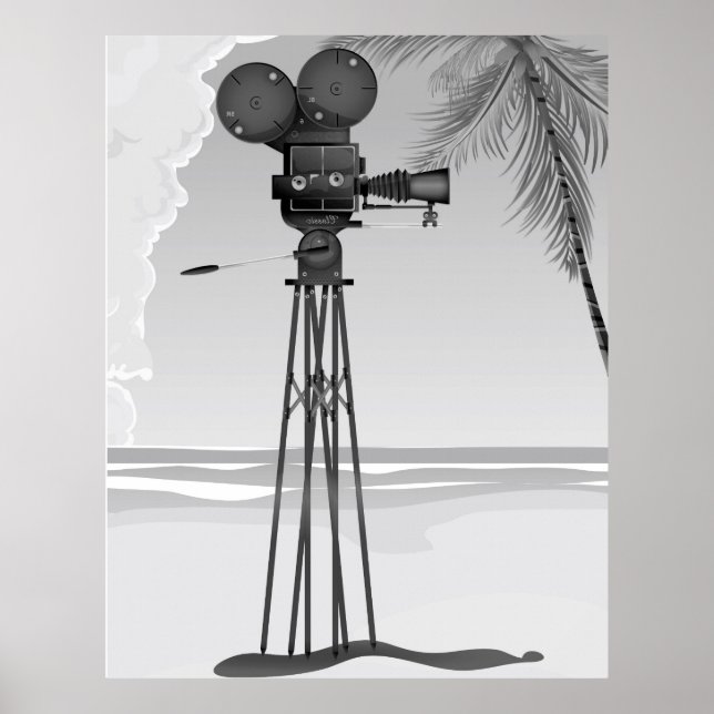 Old Movie time vintage film camera. Poster (Front)