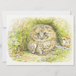 Old Mr Prickly Pin (Hedgehog) (by Beatrix Potter) Card