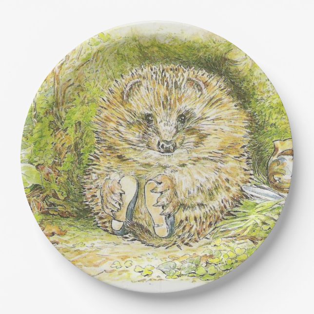 Old Mr Prickly Pin (Hedgehog) (by Beatrix Potter) Paper Plate (Front)