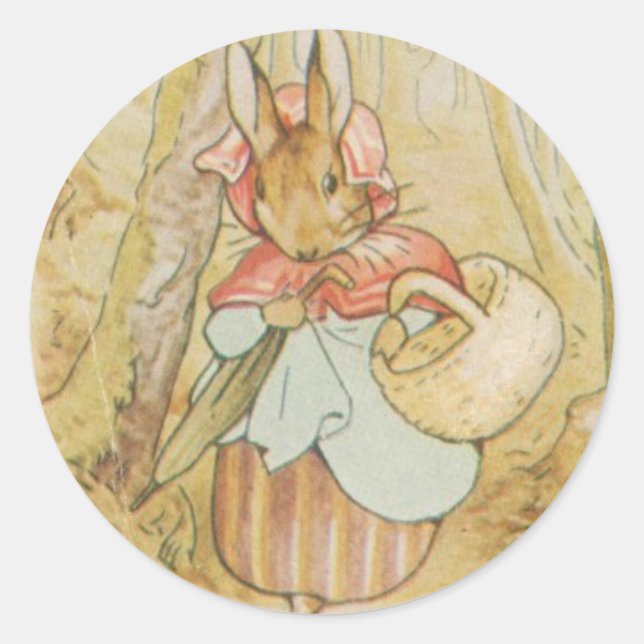 Old Mrs Rabbit Beatrix Potter round sticker (Front)