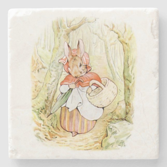 Old Mrs Rabbit (Little Red Riding Hood) (B Potter) Stone Coaster (Front)