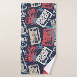 Old Music Cassettes Vintage Seamless Bath Towel