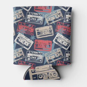 Old Music Cassettes Vintage Seamless Can Cooler