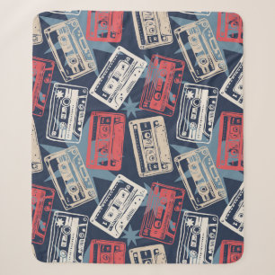 Old Music Cassettes Vintage Seamless Sherpa Blanket