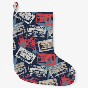 Old Music Cassettes Vintage Seamless Small Christmas Stocking