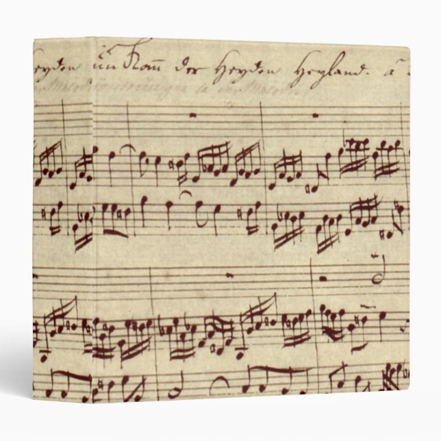 Old Music Notes - Bach Music Sheet Binder (Front/Spine)