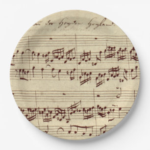 Old Music Notes - Bach Music Sheet Paper Plate