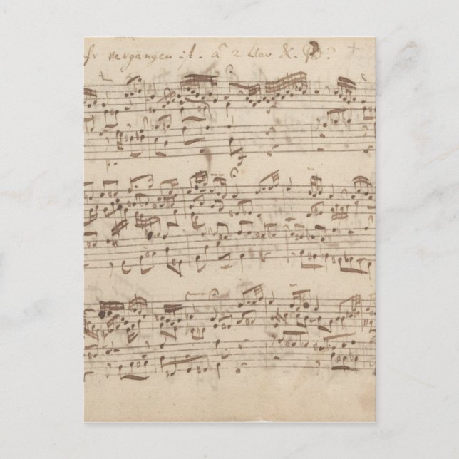 Old Music Notes - Bach Music Sheet Postcard (Front)