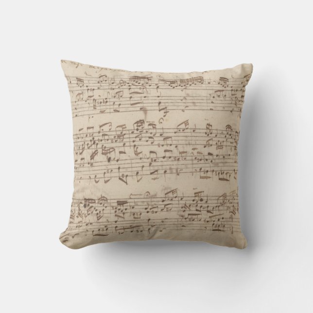 Old Music Notes - Bach Music Sheet Throw Pillow (Front)