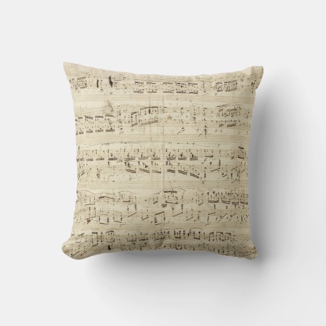 Old Music Notes - Chopin Music Sheet Throw Pillow (Front)