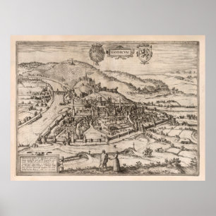 Old Namur Belgium Map (1575) Vintage Nameur Poster