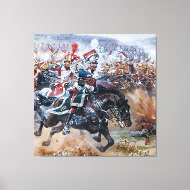 Old Napoleonic battle scene painting Leipzig  Canvas Print (Front)